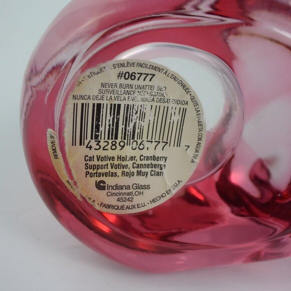 Vintage Indiana Glass Pink Cranberry Sleeping Cat Votive Tealight Holder EUC! - Picture 7 of 8